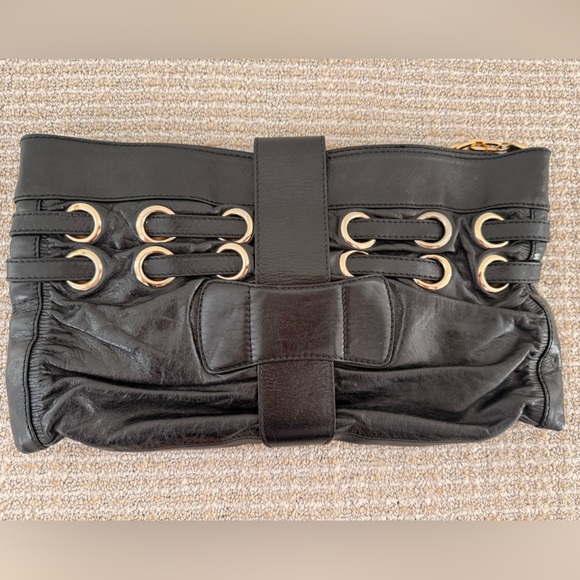Jimmy Choo Black Shoulder Bag with Gold Chain